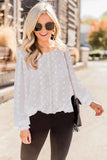 Polka Dot Lace Lantern Sleeve Blouse