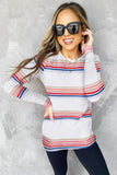 Stripe Print Crew Neck Long Sleeve Top