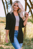 Ribbed Open Front Knit Cardigan