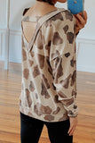 Brown V Neck Animal Print Long Sleeve Top