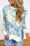 High Low Hem Tie-dye Print Top with Slits