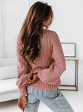 Solid Color Ribbed Loose Knit Sweater