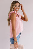 Swiss Dot Woven Sleeveless Top With Ruffled Straps