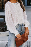 Polka Dot Lace Lantern Sleeve Blouse