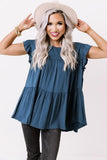 Short Sleeve Keyhole Ruffled Babydoll Top