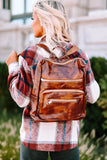 Faux Leather Waterproof Zipped Vintage Backpack