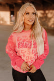 MAMA Leopard Print Crew Neck Pullover Sweatshirt