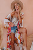 Multicolor Kimono Sleeve Floral Print Graceful Cover Up