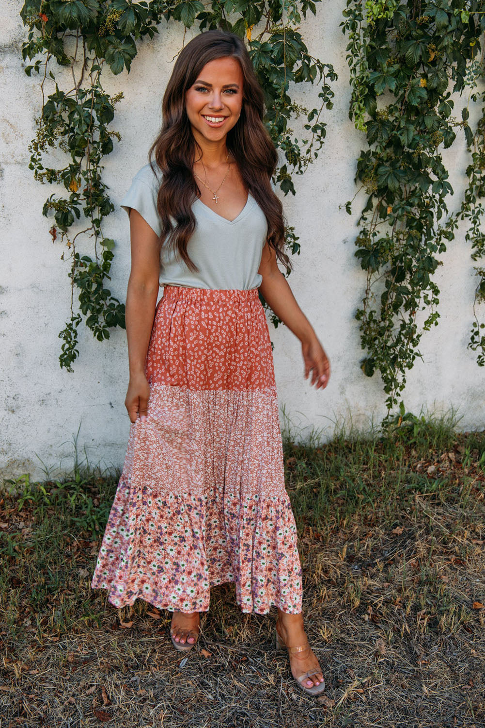 High waisted hotsell maxi skirt floral