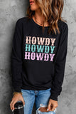 Trio Howdy Letter Print Casual Pullover