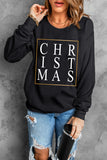 CHRISTMAS Glitter Print Crew Neck Sweatshirt