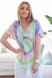 Tie-dye Short Sleeve V Neck T-Shirt