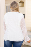 White Plus Size Ruffled Swiss Dot Blouse