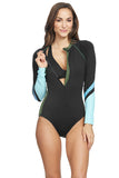 Sport Sculpt Long Sleeve Zip Front Rashguard Swimsuit