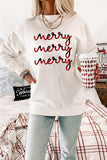 Merry Plaid Print Crew Neck Pullover Sweatshirt