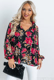 Ruffled Collar Floral Blouse