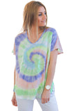 Tie-dye Short Sleeve V Neck T-Shirt