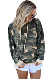 Light Green Camo Print Pullover Hoodie