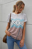 Striped Aztec Dotted Mixed Prints Tee