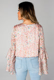 Tiered Ruffled Bell Sleeve Floral Bodysuit