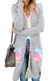 Solid Patchwork Long Striped Cardigan with Pockets