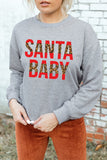 SANTA BABY Leopard Print Letter Graphic Sweatshirt