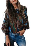 Printed Lantern Sleeve Top