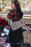 Buffalo Plaid Leopard Colorblock Plus Size Duster Cardigan