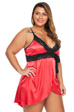 Lace V Neckline Plus Size Babydoll