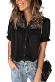 Lace Patchwork Short Sleeve Shirt