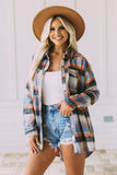 color Plaid Button Down Ruffled Shirt Jacket