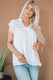 Eyelet Ruffled Cap Sleeve Babydoll Top