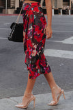 Floral Wrap Midi Skirt