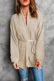 Robe Style Rib Knit Pocketed Cardigan with Belt