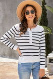 Striped Buttoned Knitted Sweater