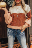 Geometric Texture Colorblock Sweater