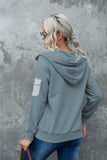 Half Zip Colorblock Pocket Patchwork Long Sleeve Hoodie