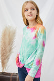 Tie Dyed Twist Knot Girl's Long Sleeve Top