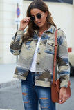 Distressed Aztec Print Lapel Long Sleeve Button Shirt Jacket