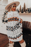 Tribal Pattern Hollowed Knit Long Cardigan