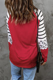 Christmas Santa Baby Graphic Striped Leopard Sleeves Top