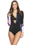 Sport Sculpt Long Sleeve Zip Front Rashguard Swimsuit