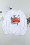 Christmas Truck Letter Graphic Print Pullover Sweatshirt