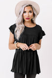 Short Sleeve Keyhole Ruffled Babydoll Top