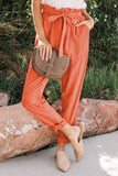 Paper Bag Elastic Waistband Casual Pants