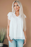 White Eyelet Ruffled Cap Sleeve Babydoll Top