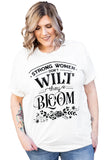 Strong Women Bloom Grapic Plus Size Tee