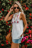 Embroidered Crochet Babydoll Tank