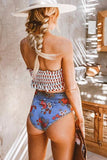 Flag Print High Waist Printed Smocked Bikini