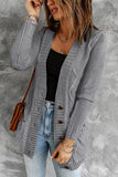 Gray Front Pocket and Buttons Closure Cardigan